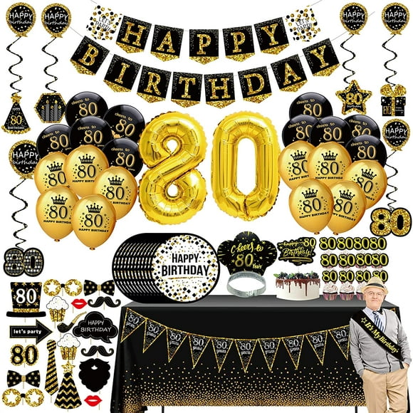TABLE CENTREPIECE DECORATION AGE 80-80th  BIRTHDAY FOIL BALLOON DISPLAY 